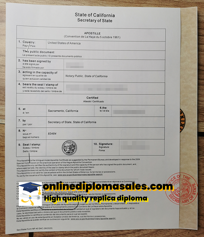 Where to buy Apostille of California certificate?