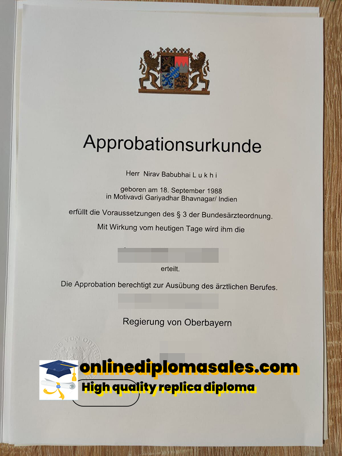 How to buy Approbationsurkunde certificate?