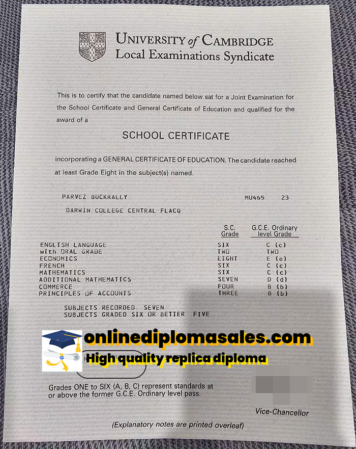 Where to buy Cambridge Local Examinations Syndicate certificate?