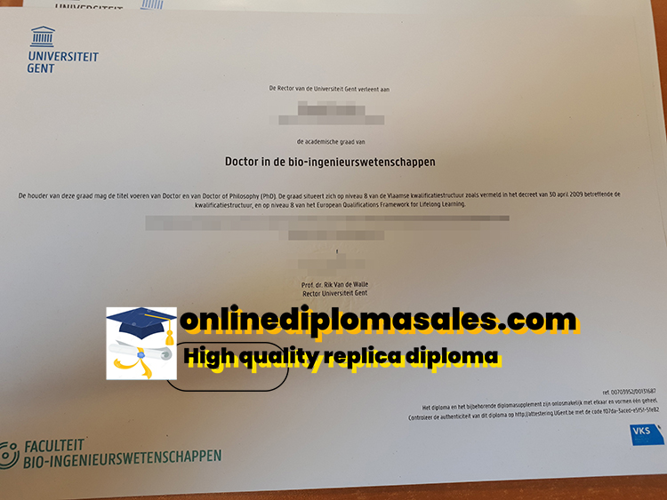 Ghent University fake diploma sample.