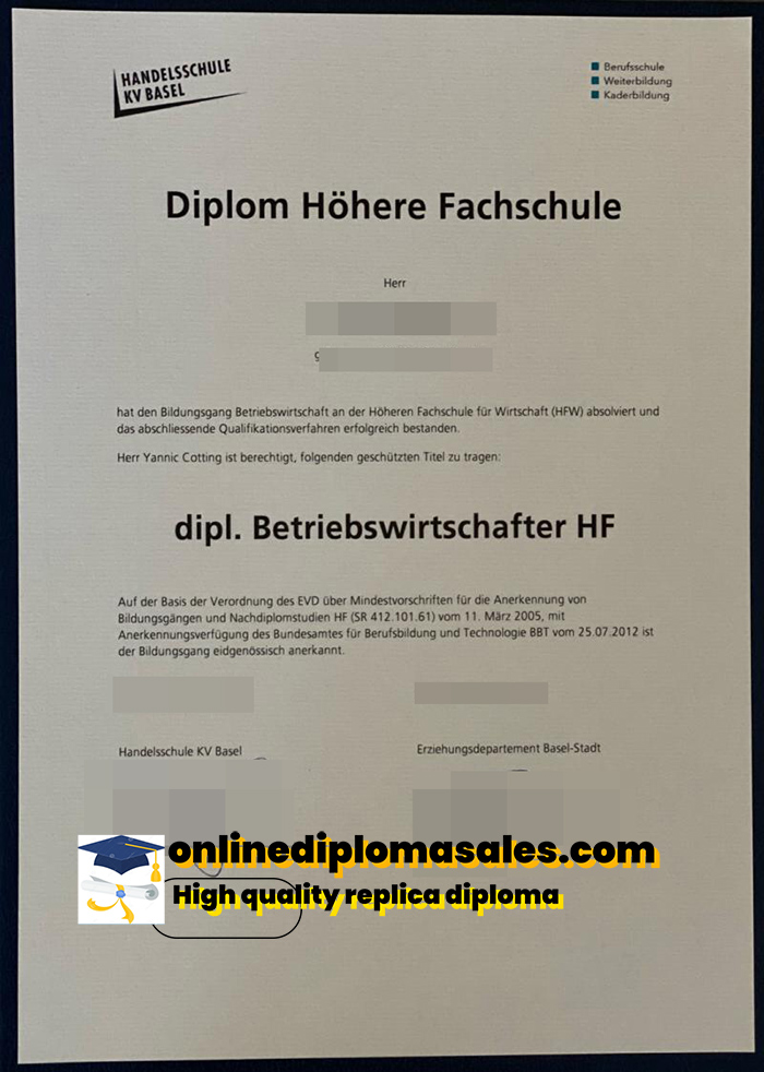 Where to buy Handelsschule KV basel degree certificate?