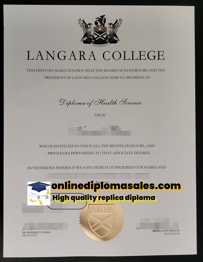 Sell ​​Langara College degree certificates online.