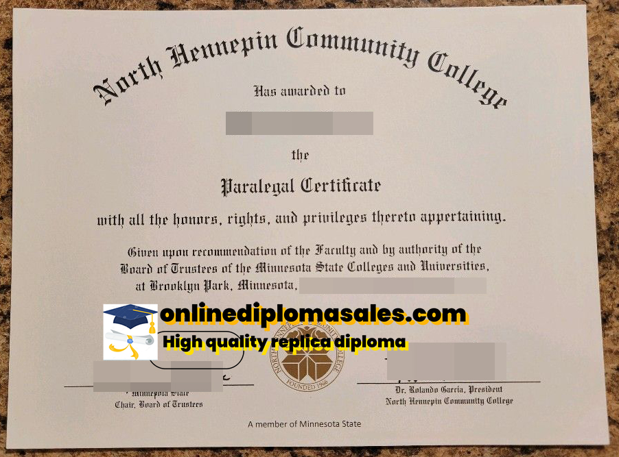 Where to buy North Hennepin Community College certificate?