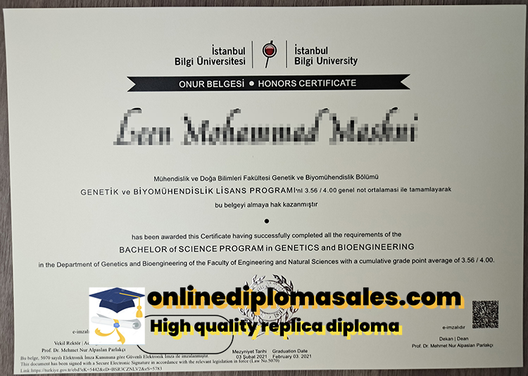 How long does it take to buy a fake University of Bilgi diploma?