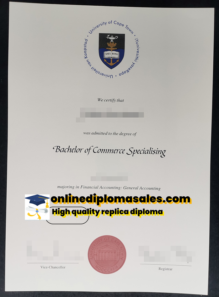 Sell ​​University of Cape Town degree diplomas online.