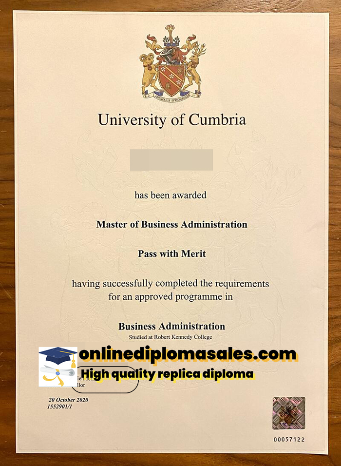 Sell ​​University of Cumbria certificates online.