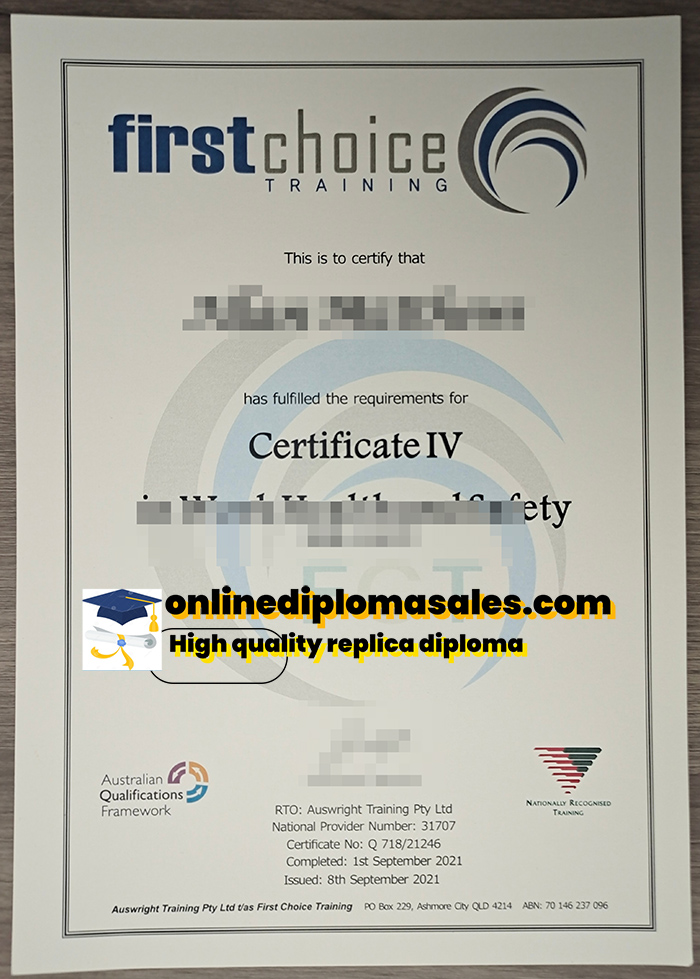 first choice training certificate