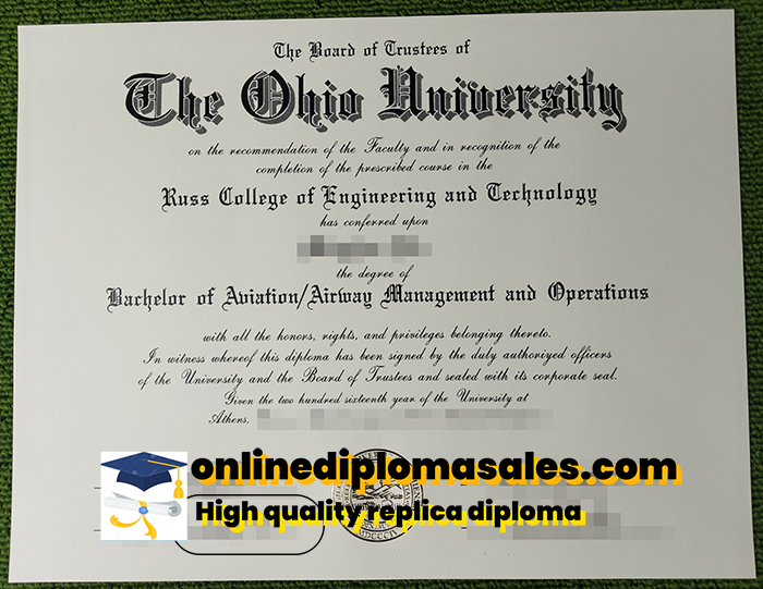 Where to order Ohio University degree certificate?