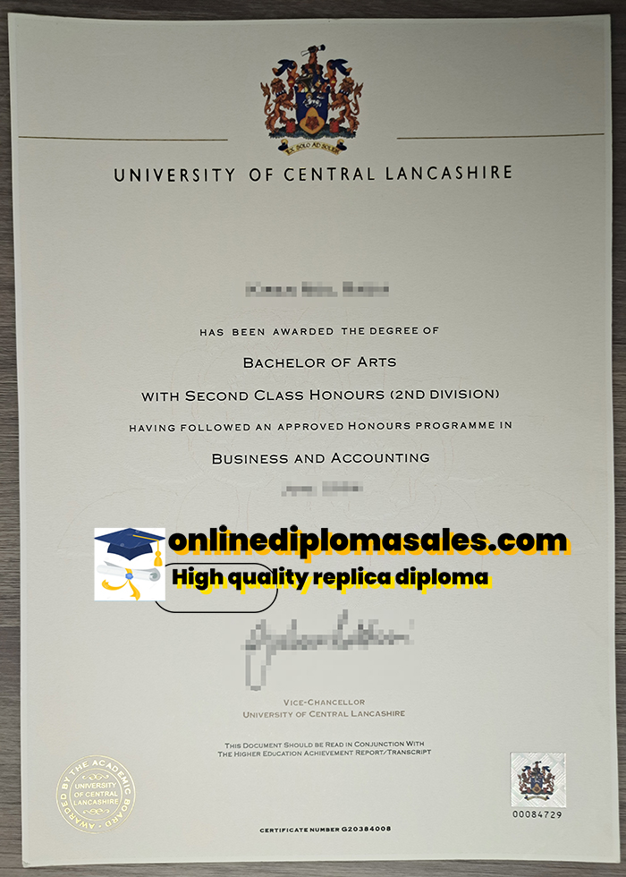 Sell ​​university of central lancashire degree certificates online.